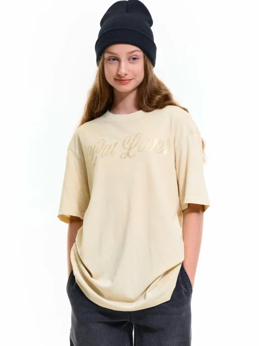 GATE Bawełniana koszulka typu oversize z napisem girls|Dzieci Dziewczynki·Koszulki I Topy