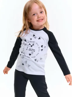 GATE Bawełniany t-shirt dziewczęcy z kontrastowymi rękawami|Dzieci Dziewczynki·Koszulki I Topy