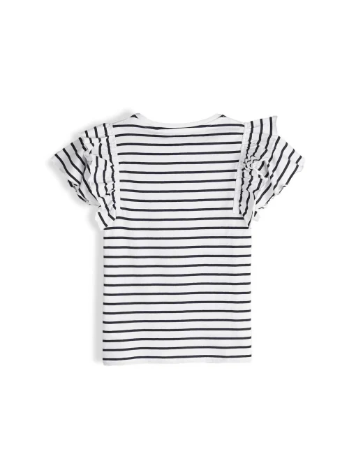 GATE Bawełniany t-shirt w paski z falbankami|Dzieci Dziewczynki·Koszulki I Topy
