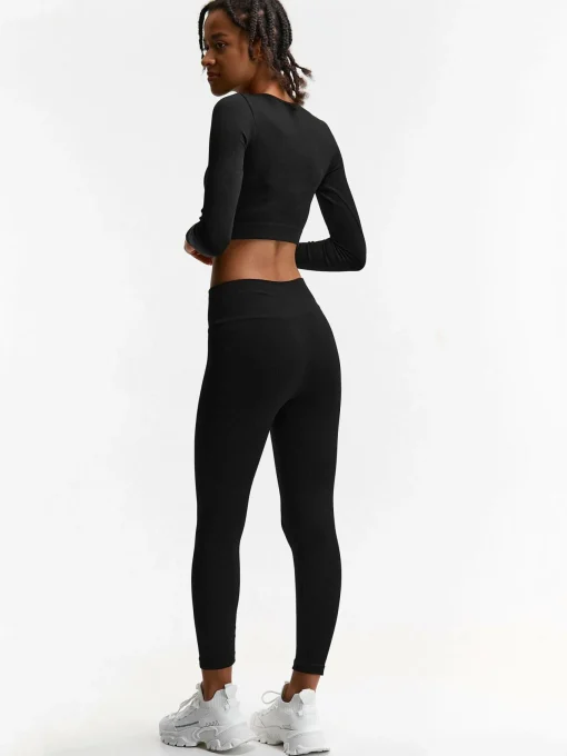 GATE Bezszwowe legginsy w prążki| Spodnie·Legginsy