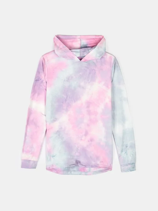 GATE Bluza z nadrukiem tie-dye i kapturem|Dzieci Dziewczynki·Bluzki