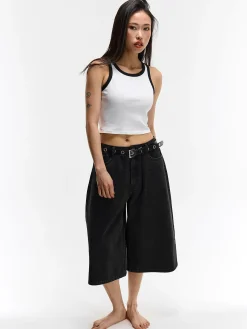 GATE Bokserka z żebrowanej dzianiny| Koszulki I Topy·Podkoszulki ☀️|Koszulki I Topy·Crop Top ☀️
