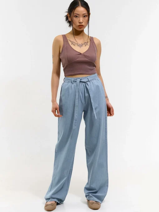 GATE Bokserka z żebrowanej dzianiny z dekoltem w serek| Koszulki I Topy·Podkoszulki ☀️|Koszulki I Topy·Crop Top ☀️