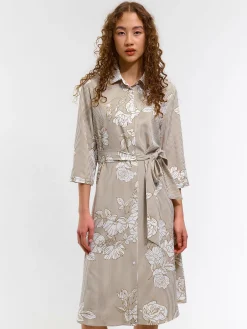 GATE Damska sukienka w kwiaty z rękawem 3/4| Kategorie·Sukienki