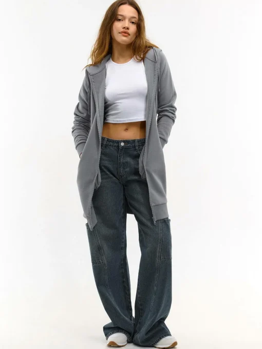 GATE Długa bluza na zamek| Swetry I Bluzy·Bluzy