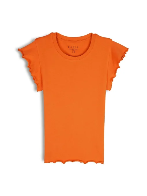 GATE Elastyczny T-shirt z falbankami| Koszulki I Topy·Koszulki