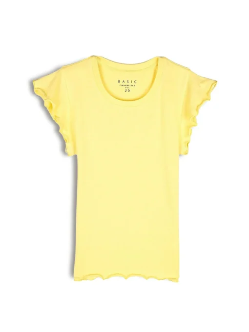 GATE Elastyczny T-shirt z falbankami| Koszulki I Topy·Koszulki
