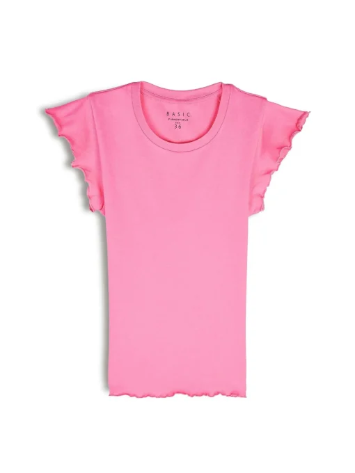 GATE Elastyczny T-shirt z falbankami| Koszulki I Topy·Koszulki