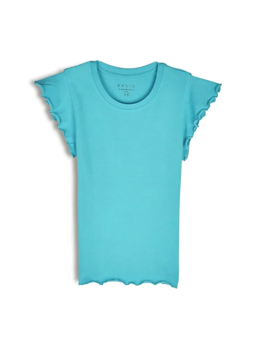 GATE Elastyczny T-shirt z falbankami| Koszulki I Topy·Koszulki