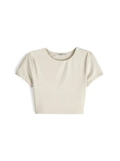 GATE Gładka koszulka o krótkim kroju| Koszulki I Topy·Koszulki|Koszulki I Topy·Crop Top ☀️