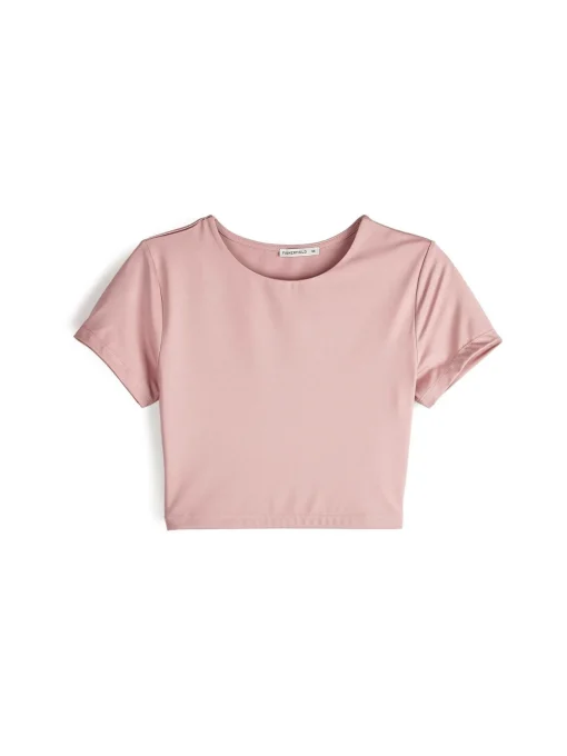 GATE Gładka koszulka o krótkim kroju| Koszulki I Topy·Koszulki|Koszulki I Topy·Crop Top ☀️