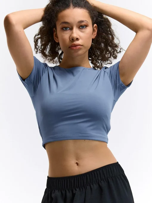 GATE Gładka koszulka o krótkim kroju| Koszulki I Topy·Crop Top ☀️|Koszulki I Topy·Koszulki