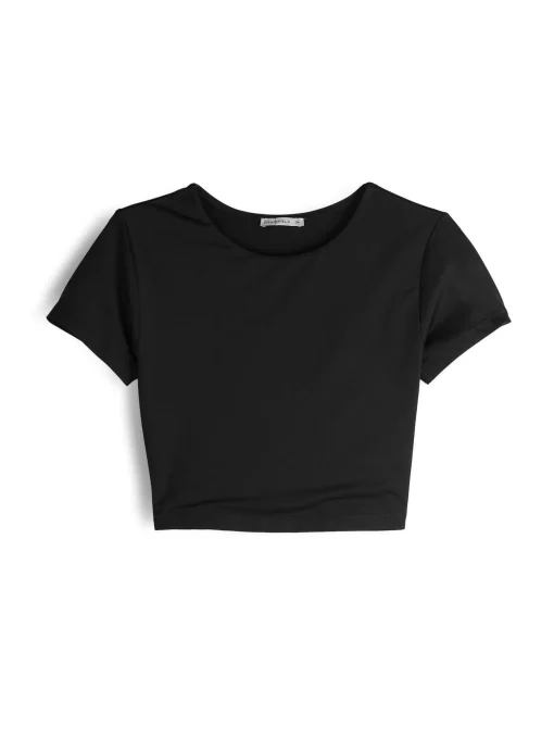 GATE Gładka koszulka o krótkim kroju| Koszulki I Topy·Koszulki|Koszulki I Topy·Crop Top ☀️