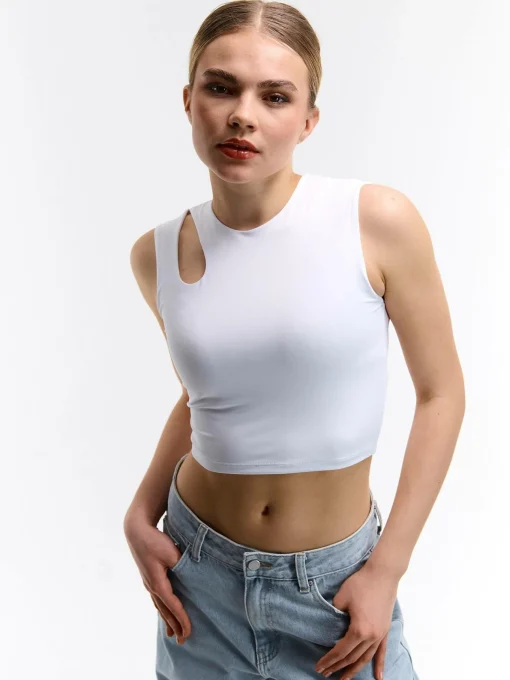 GATE Gładki top z wycięciem| Koszulki I Topy·Podkoszulki ☀️|Koszulki I Topy·Crop Top ☀️
