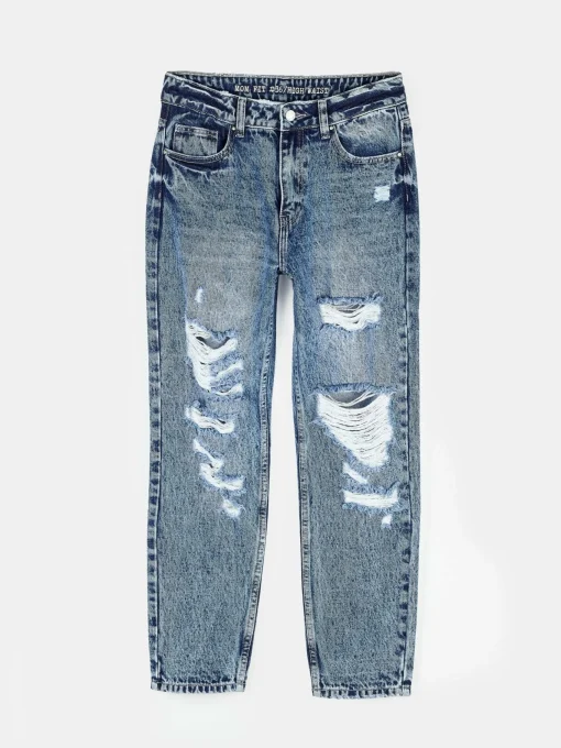GATE Jeansy mom fit z dziurami| Spodnie·Jeansy