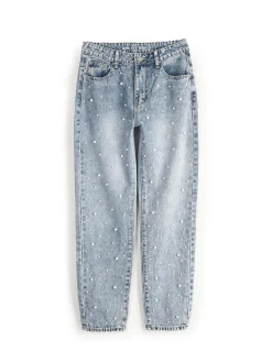 GATE Jeansy Mom Fit z perełkami| Spodnie·Jeansy