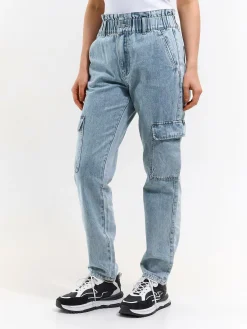 GATE Jeansy typu cargo typu „paperbag”.| Spodnie·Jeansy