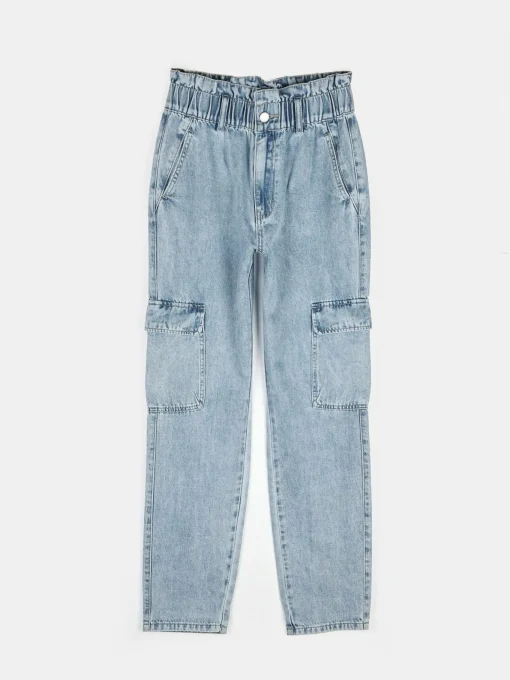 GATE Jeansy typu cargo typu „paperbag”.| Spodnie·Jeansy