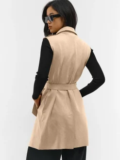 GATE Kamizelka z paskiem z imitacji zamszu| Kurtki I Płaszcze·Kamizelki