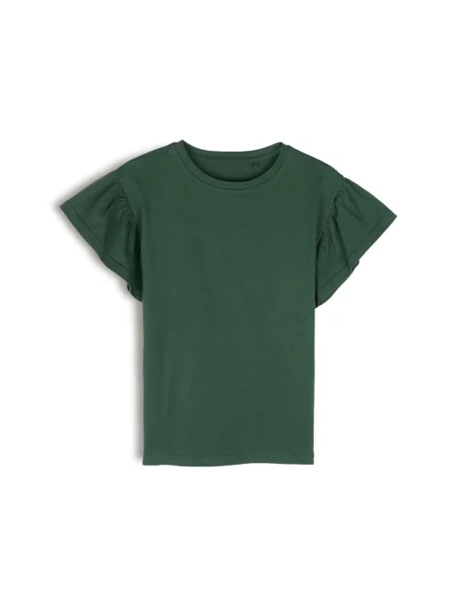 GATE Klasyczny bawełniany t-shirt z marszczeniami| Koszulki I Topy·Koszulki