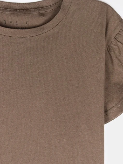 GATE Klasyczny bawełniany t-shirt z marszczeniami| Koszulki I Topy·Koszulki