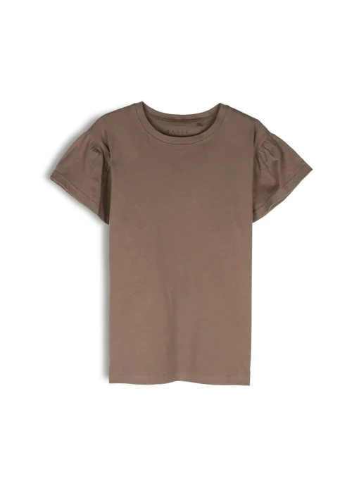 GATE Klasyczny bawełniany t-shirt z marszczeniami| Koszulki I Topy·Koszulki