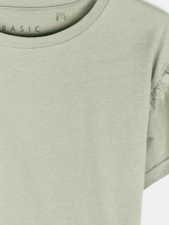 GATE Klasyczny bawełniany t-shirt z marszczeniami| Koszulki I Topy·Koszulki