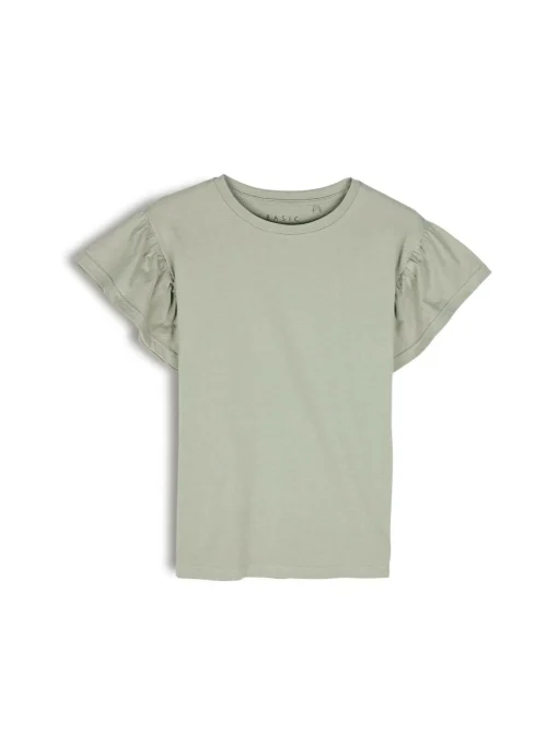 GATE Klasyczny bawełniany t-shirt z marszczeniami| Koszulki I Topy·Koszulki