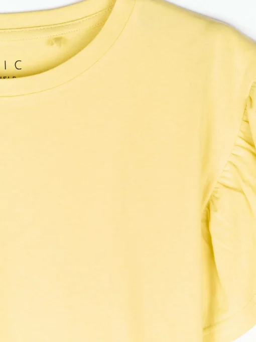 GATE Klasyczny bawełniany t-shirt z marszczeniami| Koszulki I Topy·Koszulki