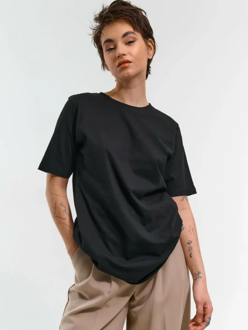 GATE Klasyczny długi t-shirt z bawełny| Koszulki I Topy·Koszulki