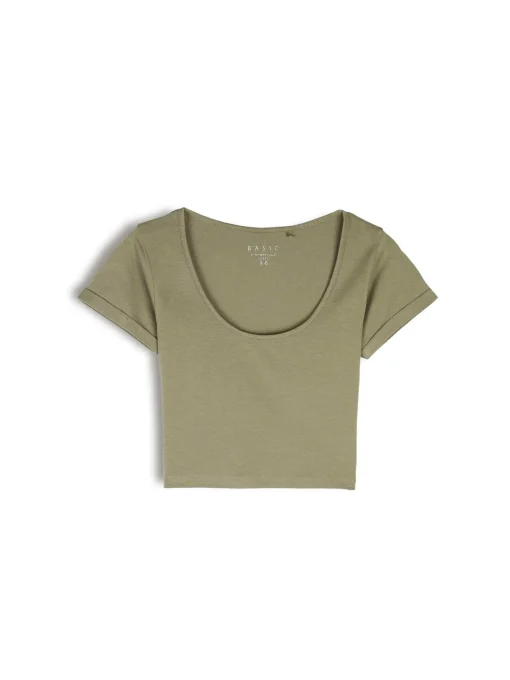 GATE Koszulka basic z elastyczną gumką| Koszulki I Topy·Koszulki|Koszulki I Topy·Crop Top ☀️