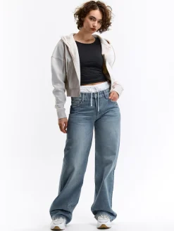 GATE Krótka bluza zapinana na zamek z kapturem| Swetry I Bluzy·Bluzy