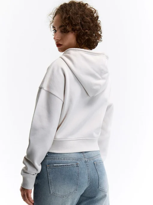 GATE Krótka bluza zapinana na zamek z kapturem| Swetry I Bluzy·Bluzy