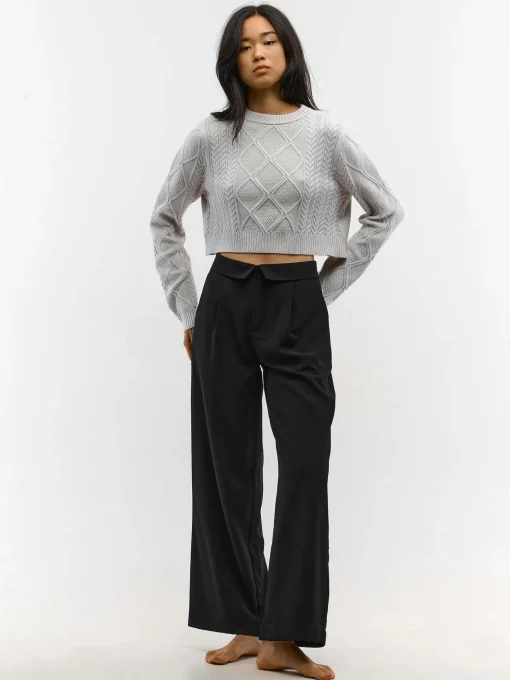 GATE Krótki sweterek z plecionym wzorem| Swetry I Bluzy·Swetry
