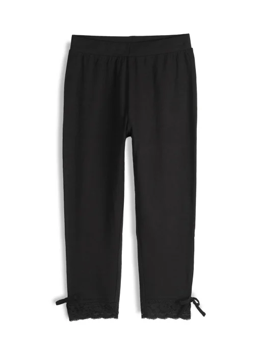 GATE Legginsy 3/4 bawełniane z koronką| Spodnie·Legginsy