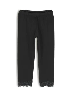 GATE Legginsy 3/4 z koronkowym wykończeniem| Spodnie·Legginsy
