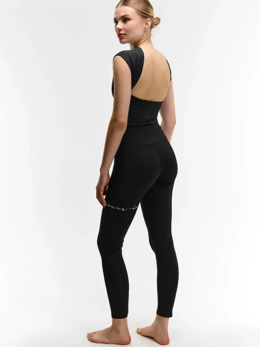 GATE Legginsy sportowe z napisem| Spodnie·Legginsy