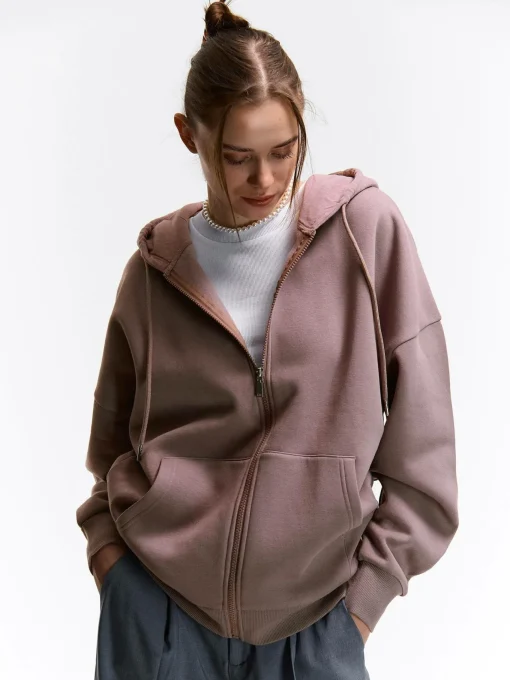 GATE Oversize'owa bluza zapinana na zamek i z kapturem| Swetry I Bluzy·Bluzy