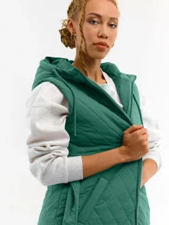 GATE Pikowana kamizelka z paskiem i kapturem| Kurtki I Płaszcze·Kamizelki|Kurtki I Płaszcze·Pikowana Kurtka