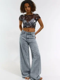 GATE Siateczkowy top z krótkimi rękawami| Koszulki I Topy·Topy|Koszulki I Topy·Koszulki