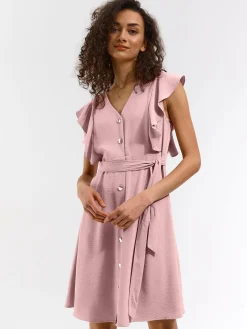 GATE Sukienka z marszczonymi rękawami| Kategorie·Sukienki