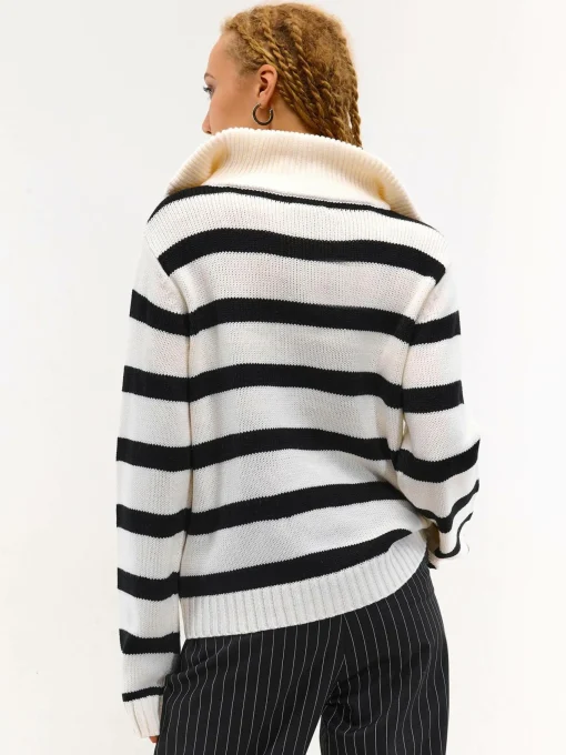 GATE Sweter w paski, zapinany na zamek| Swetry I Bluzy·Swetry