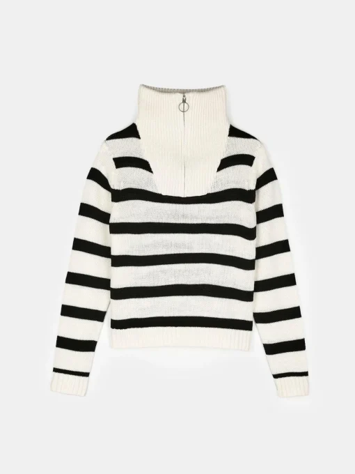 GATE Sweter w paski, zapinany na zamek| Swetry I Bluzy·Swetry