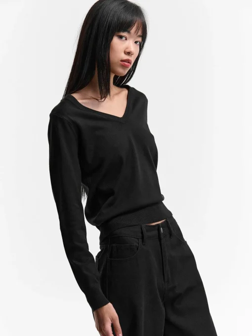 GATE Sweter z dekoltem w serek| Swetry I Bluzy·Swetry