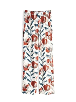 GATE Szerokie spodnie z wiskozy z nadrukiem| Spodnie·Spodnie