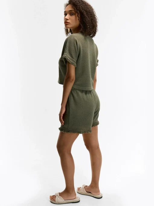 GATE Top damski z tkaniny strukturalnej| Koszulki I Topy·Topy|Koszulki I Topy·Crop Top ☀️
