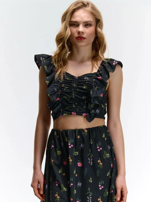 GATE Top z nadrukiem kwiatowym| Koszulki I Topy·Topy|Koszulki I Topy·Crop Top ☀️