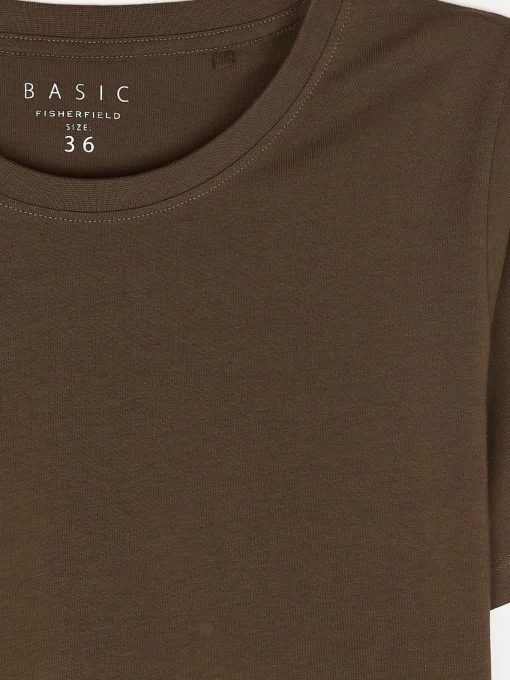GATE T-shirt basic z bawełny z okrągłym dołem| Koszulki I Topy·Koszulki