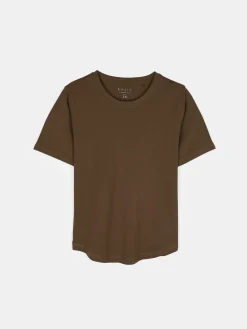GATE T-shirt basic z bawełny z okrągłym dołem| Koszulki I Topy·Koszulki