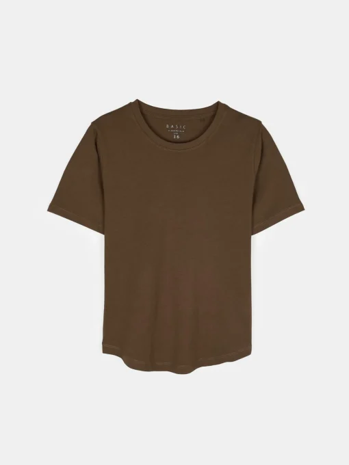 GATE T-shirt basic z bawełny z okrągłym dołem| Koszulki I Topy·Koszulki